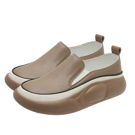 BUIgtTklOP New Casual Loafers Women's Thick Bottom One Foot Stirrup Maternity Shoes Soft Leather Retro Single Shoes Women's Shoes Casual Shoes