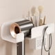 thumbnail image 1 of Organizador de pared plegable para secador de pelo | Capacidad de carga universal de 2 kg | Montaje adhesivo sin taladrar | Soporte para secador de pelo de baño que ahorra espacio con gancho, 1 of 5