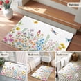 thumbnail image 5 of Wildflowers Entryway Rug 2'x3'&nbsp; Non Slip Front Door Mats, Farmhouse Country Dragonfly Butterfly Floral Entrance Rugs Indoor Outdoor Carpet, Washable Floor Mats Small Area Rug for Bedroom Kitchen, 5 of 8