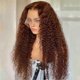 thumbnail image 3 of Peluca frontal de encaje HD rizada marrón de 24 pulgadas para mujeres negras, cabello humano virgen brasileño pre-depilado sin pegamento., 3 of 5