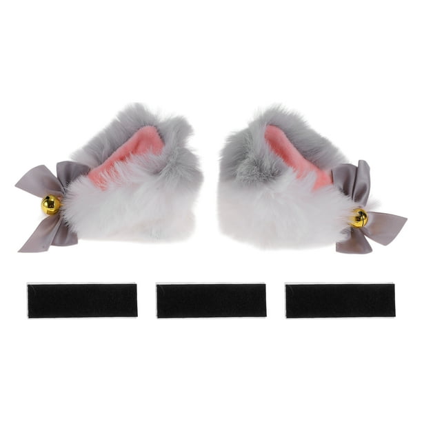 Accesorios de Casco de Motocicleta Decoración Orejas de Gato con Colores Gradientes y Campanas para Cascos de Motocicleta Bicicleta Esquí Gris Blanco Piel Sintética Stickers 1 Juego