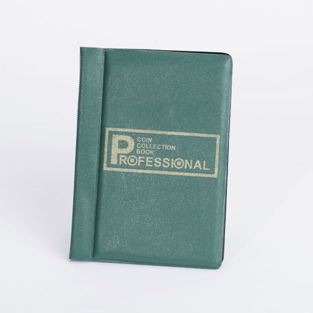 Matsuzay Collet de almacenamiento de monedas, libro portátil de Color sólido, 10 páginas, 120 rejillas, organizador de álbum protector de Almacenamiento y organización del hogar Verde