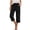 Black, variant on 100% Cotton Womens Capri Pants Flat Front Elastic Waisted Pull-On Straight Leg Comfortable Hiking Pants With Pockets