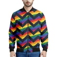 thumbnail image 4 of Chaqueta con estampado geométrico colorido de arcoíris para hombre, sudadera con rayas estampadas en 3D, chaqueta bomber urbana con cremallera, tops y abrigos, 4 of 5