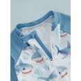 thumbnail image 6 of aturustex Little Boy Non-Pilling Rash Guard Swimsuits+Sunhat 6M 12M 18M 2T 3T 4T 5T Toddler Baby 2 Pcs Shark Print Swimwears Set Infant Half Zipper Swng Suits Beachwear for Holiday Swim Pool, 6 of 7