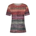 thumbnail image 4 of DeHolifer Women's T-Shirts Plus Size Casual Crewneck Strip Printed Short Sleeve Pullover Tops Summer Loose T-Shirts Multicolor 2XL, 4 of 4