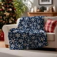 thumbnail image 2 of Christmas Flannel Blanket Throw, Navy Snowflake Soft Fuzzy Plush Cozy Fleece Blankets for Couch Sofa Bed Lounging, Ideal Gifts for Kids Adults Wife Self, 60x80, 2 of 7