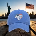 thumbnail image 4 of Yindaity 4th Of July Hat America 250th Anniversary USA Hat Adjustable Embroidered 250th Anniversary Patriotic Retro Washed Hat Baseball Caps,Blue, 4 of 5
