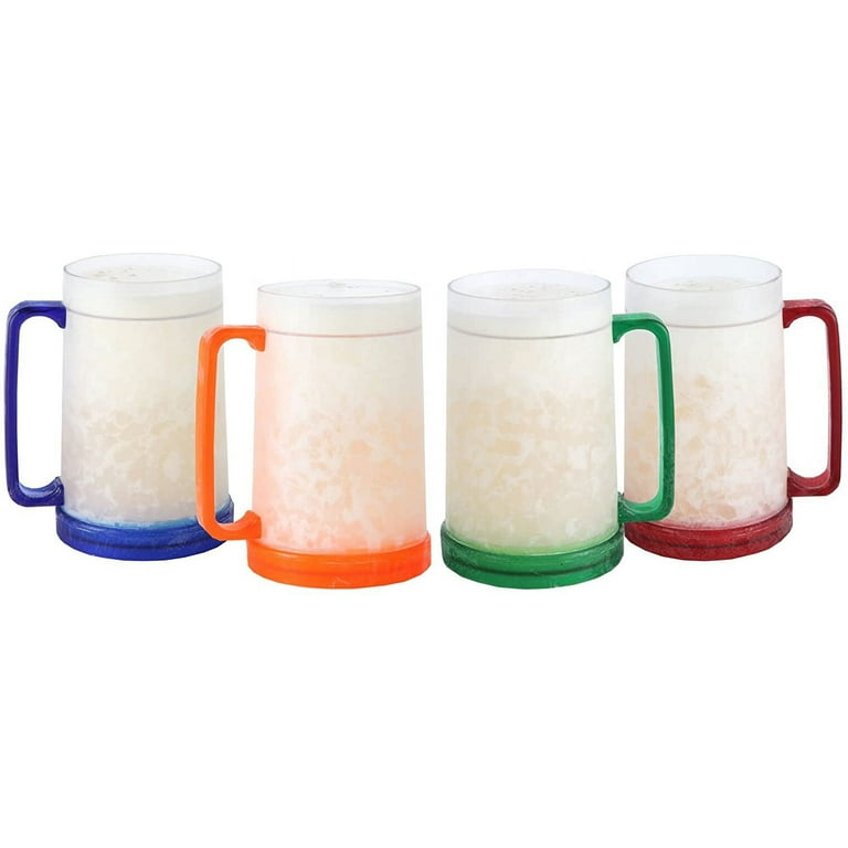 Lily's Home Double Wall Gel-Filled Acrylic Freezer Pilsner Shape Beer Glasses, Great for Enjoying Brews at BBQs and Parties, Clear with Assorted Color