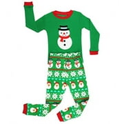 Elowel Boys Green Snowmen 2 pc pajamas Set 12-18 Months