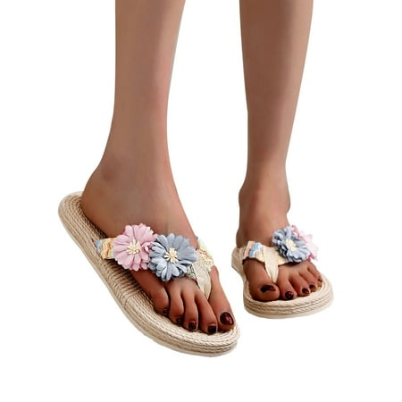 

Sandals for Women Flat Sweet Cute Weave Sandals Clip Toe Flip Flops Boho Casual Platform Slippers Beach Travel Fashion Slipper