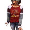 thumbnail image 1 of Sudaderas de Acción de Gracias Para Mujer Otoño Invierno Costura A Rayas Estampado Bloque de Color Cuello Redondo Entrenamiento Manga Larga Tops Pulóver Odeerbi ODB203929, 1 of 4