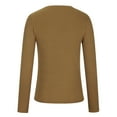 thumbnail image 5 of Idoravan Womens T Shirts Long Sleeve Crew Neck Basic Tee Women's Fall Fashion Long Sleeve Stretch Slim Fitted Ribbed T-Shirt Blouse Solid Basic Tops Khaki L, 5 of 5