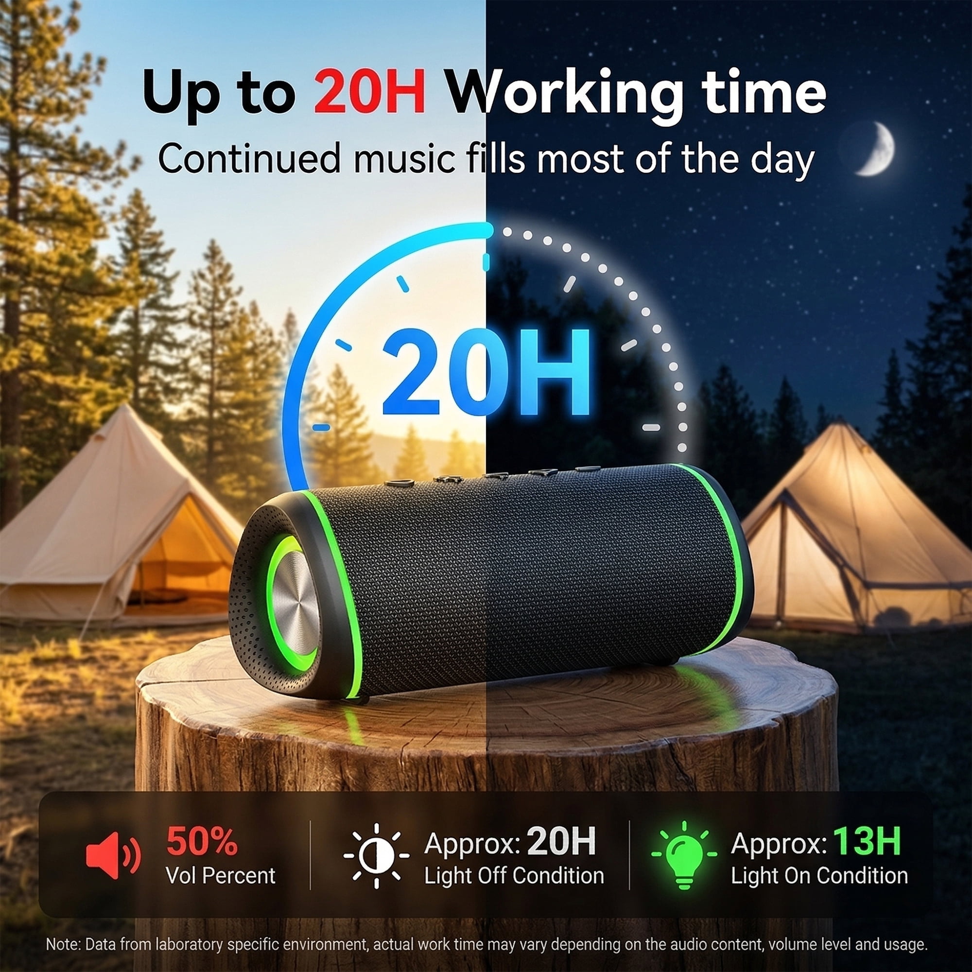 DAYBETTER Portable Bluetooth Speaker, IPX5 Waterproof Bluetooth 5.3 Speaker with 30W Powerful Sound 24H Playtime, Flashing Lights Wireless Pairing for Outdoor/Party/Beach/Travel/Gifts
