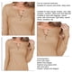 thumbnail image 5 of Camisa pulóver para mujer, manga larga, Color puro, informal, con botones delgados, tejido acanalado frontal, túnica de otoño para otoño, primavera, caqui XL, 5 of 6