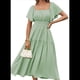 thumbnail image 1 of Vestido Informal de Verano para Mujer, de Corta, Cuello Cuadrado, Cintura Fruncida, Holgado, con , Verde , Talla XXL, 1 of 6