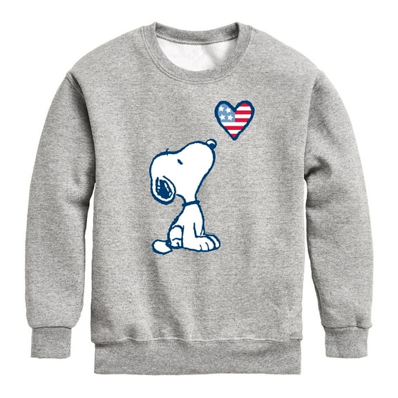 Peanuts - Snoopy Flag Heart - Toddler & Youth Crewneck Fleece Sweatshirt