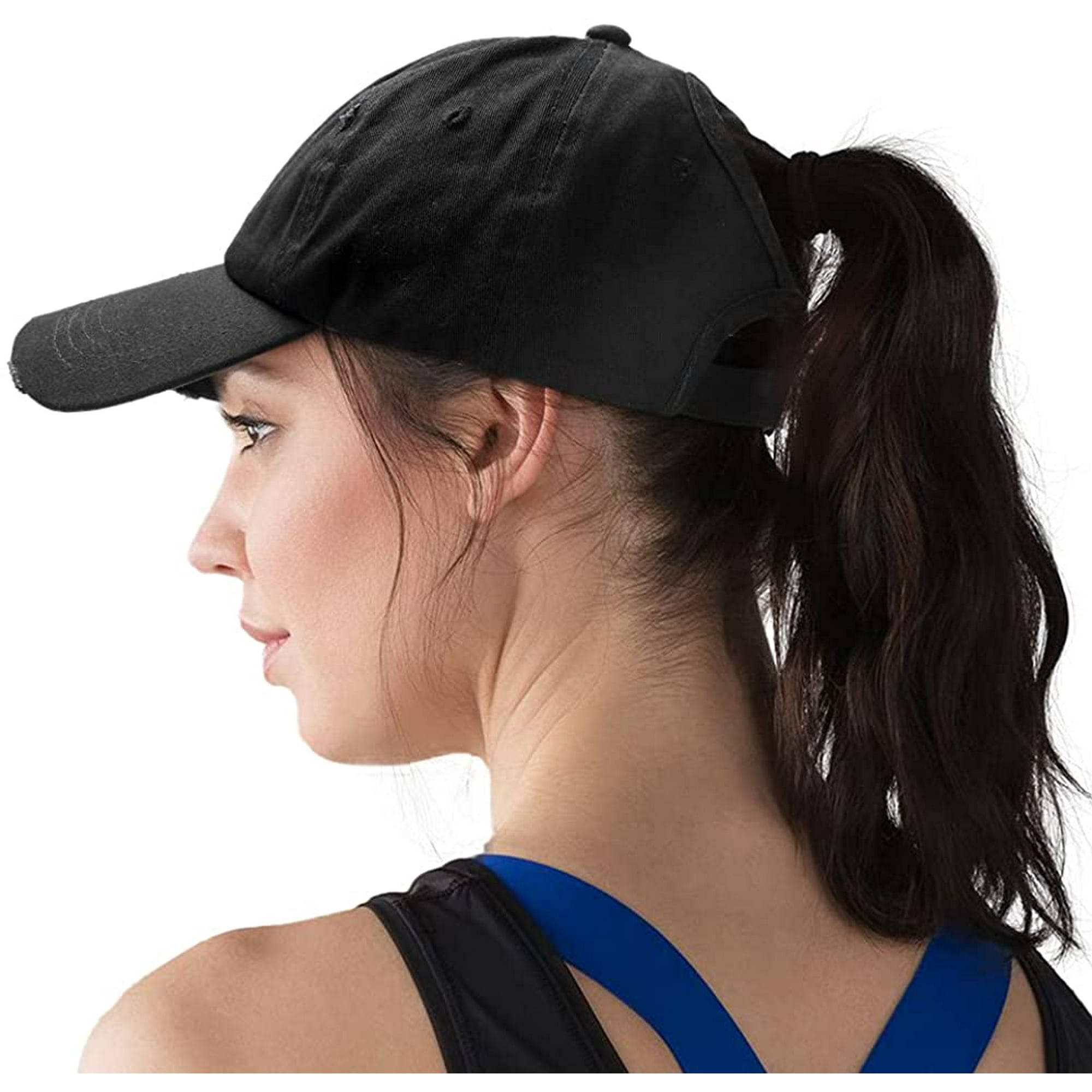 Baseball hat with ponytail hole outlet