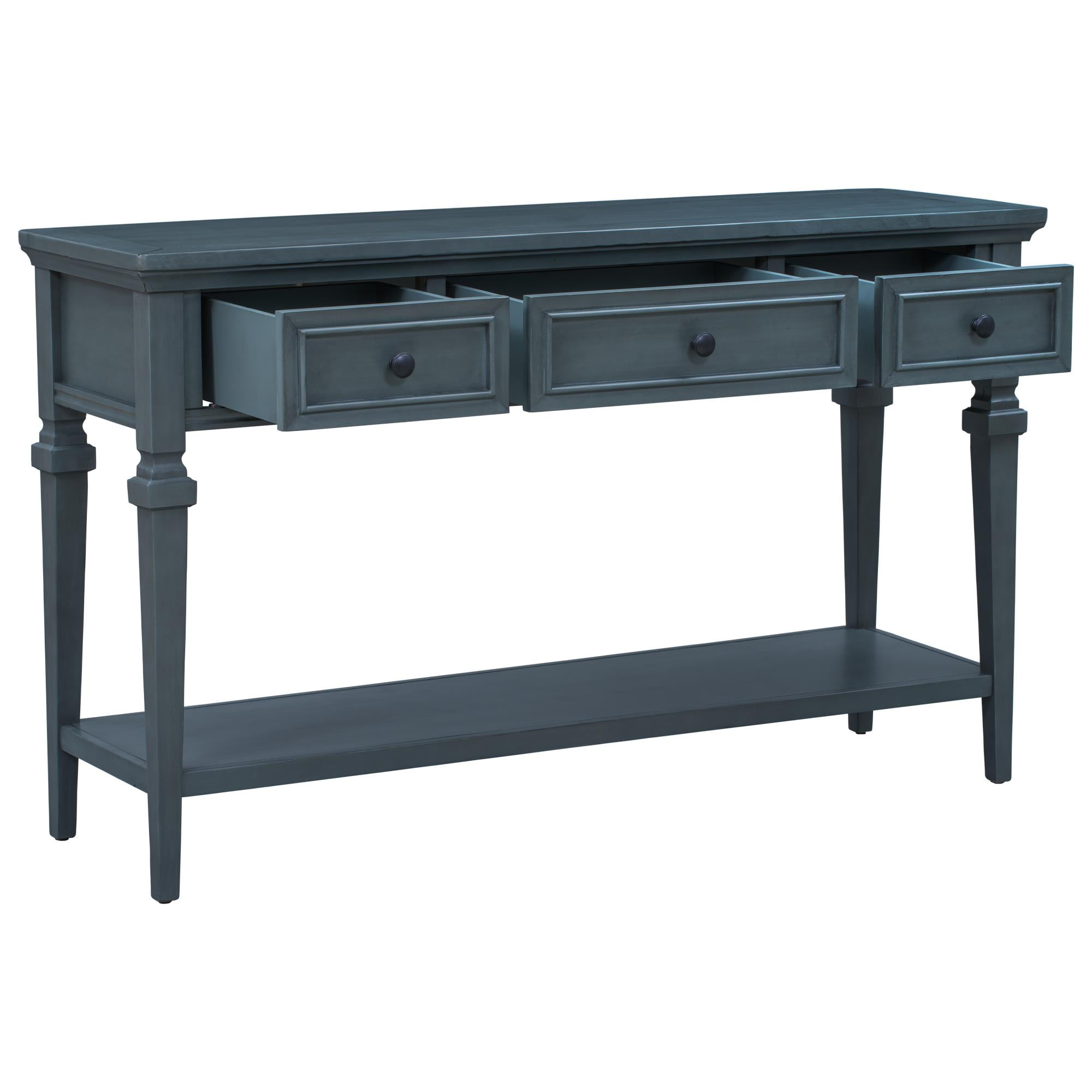 BaytoCare Classic Retro Style Console Table with Three Top Drawers and