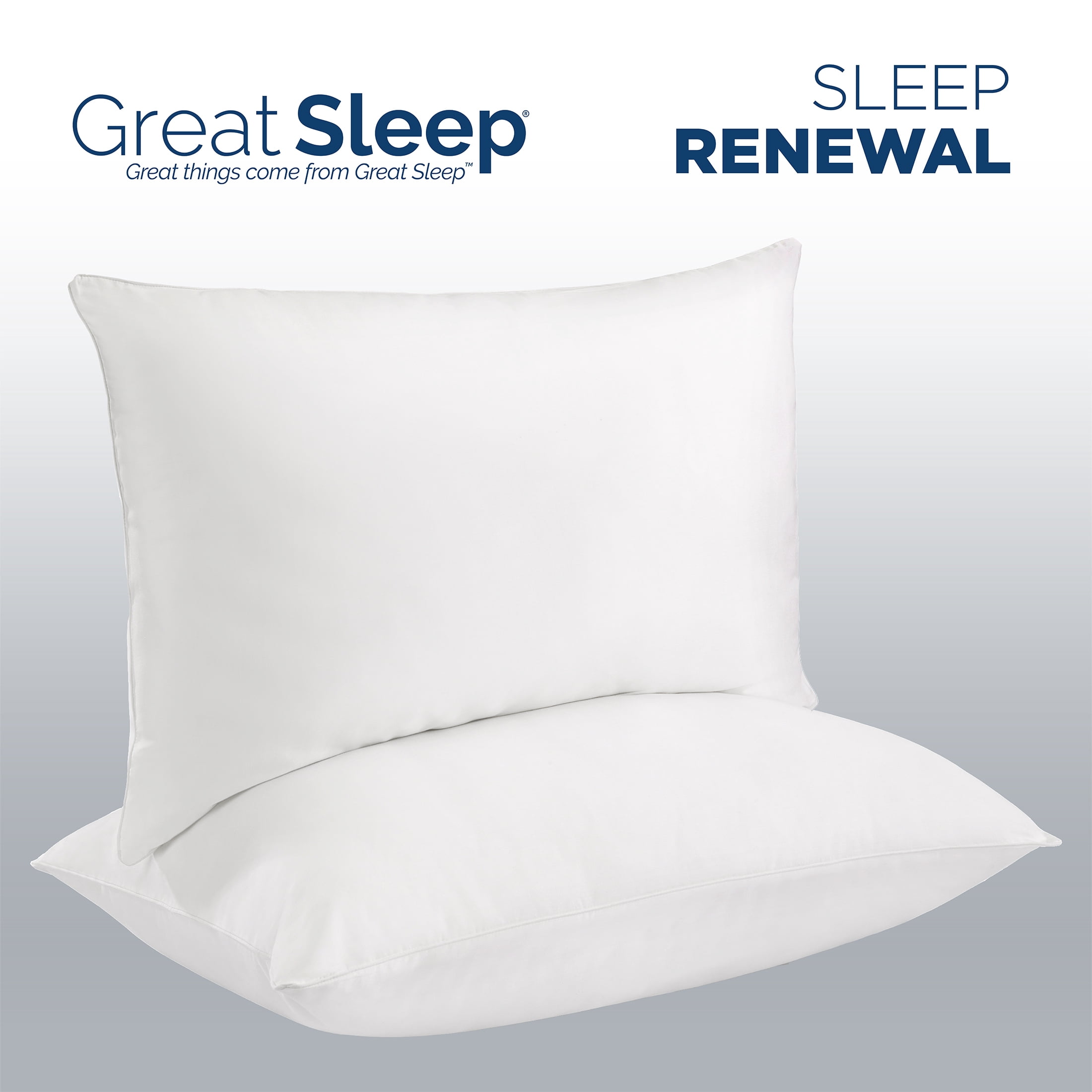 Great Sleep® Down Alternative Cotton Sateen Covered Pillows, Hotel Style, 2 Pack, King