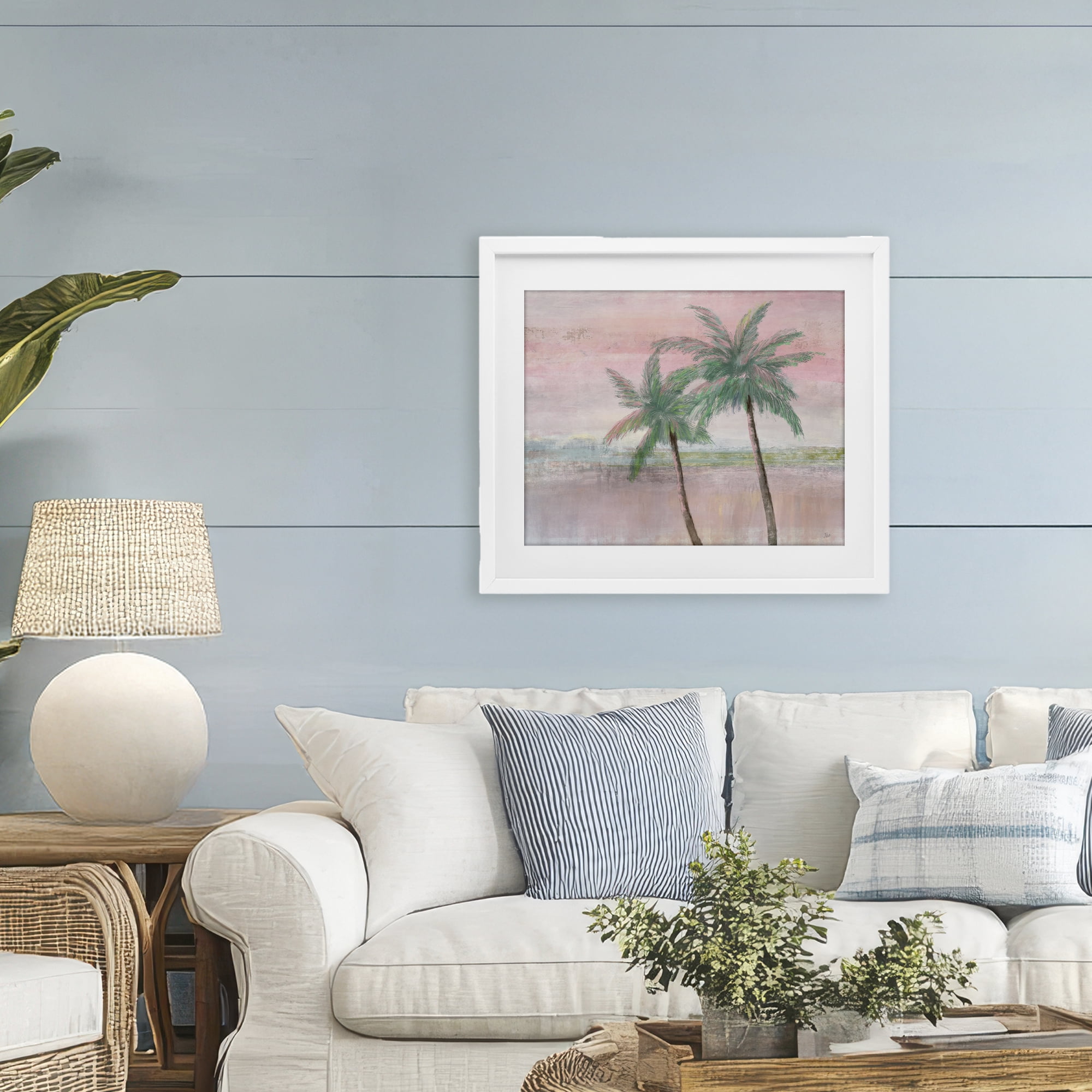 Stupell Industries Sunset Palms at Dusk White Framed Print Under Glass, design by Nan