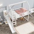 thumbnail image 3 of Twin Size Multifunctional High Loft Bed with Slide, Storage shelves and Light, Sturdy Wooden Loftbed Frame with Ladder & Safety Guardrail for Teens Bedroom, Space Saving Design, 3 of 9