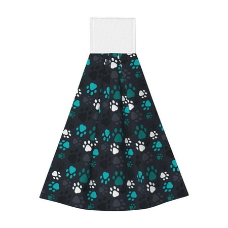 

Gaeub Animal Footprints Print Hand Towels with Hook Hanging Tie Towels Coral Velvet Dishtowels for Bathroom Restroom Home Decor