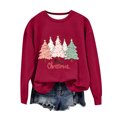thumbnail image 4 of Yufatyle Merry Christmas Tree Graphic Sweatshirts for Women Long Sleeve Crew Neck Shirts Casual Loose Fit Pullover Xmas Gift 3XL, 4 of 4