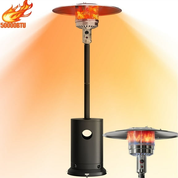 Seizeen Tall Patio Heaters for Outdoor Use, 50,000 BTU Super Warm Propane Heaters with Fast Ignition, Freestanding Heater W/Wheels for Restaurant Cafe Deck Yard