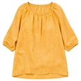 thumbnail image 5 of Qulqfy Cotton Linen Blouses for Women Crew Neck Solid Short Sleeve Casual Elastic Hem Boho Spring Yellow Tops for Women Trendy Summer XL, 5 of 6