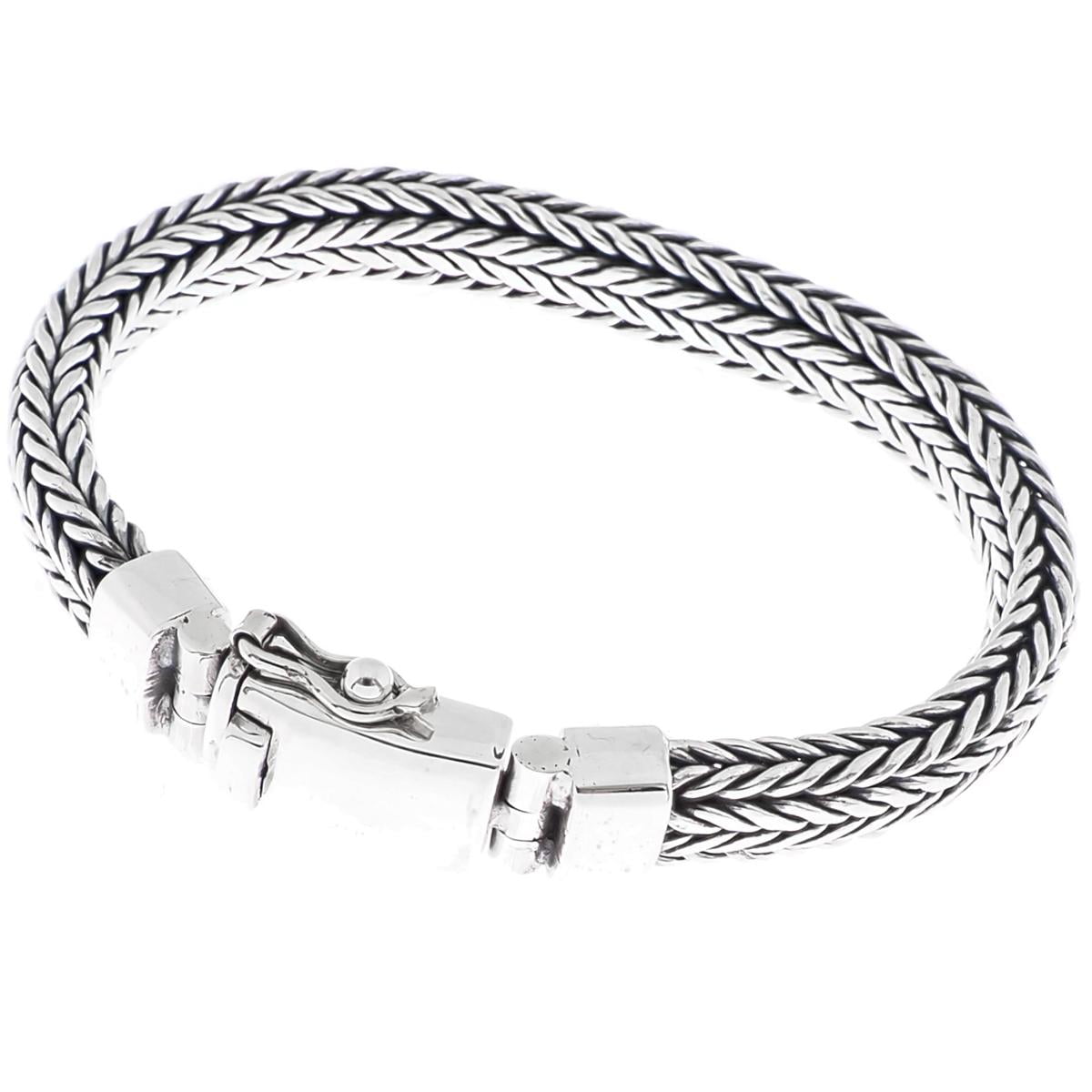 1 Piece Silver Bracelets Bali Silver Chain Bracelet  21 cm Long Braided Chain 