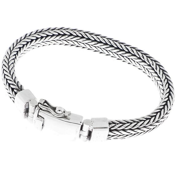8mm Mens Braided Bali Handmade Chain 925 Sterling Silver Bracelet, 7-9"
