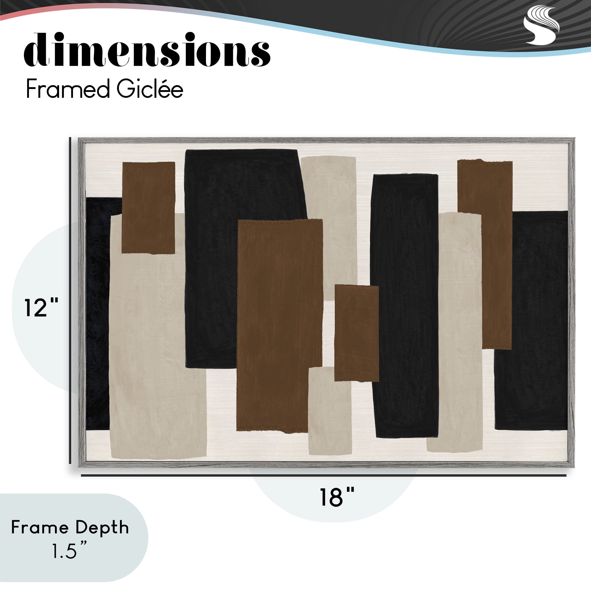 Stupell Industries Minimal Vertical Blocks in Earth Tones Gray Framed Giclee Art, design by Janet Tava
