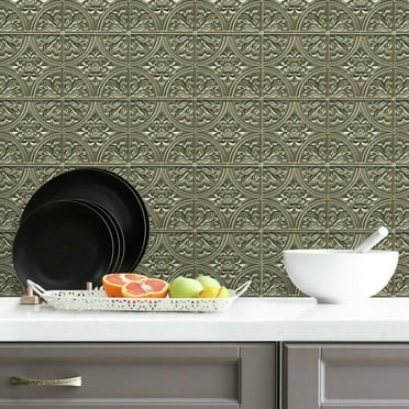 Gold Tin Peel and Stick Tile Backsplash