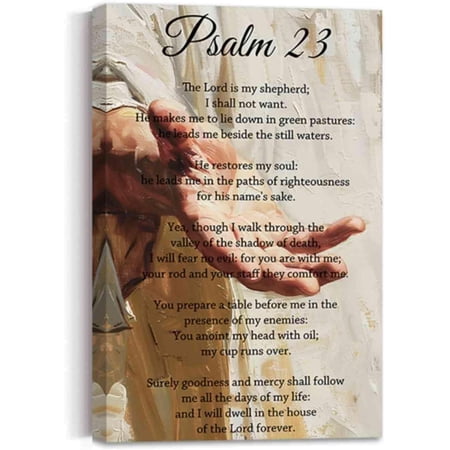 Jesus Canvas Wall Art Christian The Hand of God Wall Decor Psalm 23 Pictures Print Bible Poster Religion Christian Artwork for Church Prayer Room Decor Framed (White (20L x 16W))