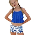 thumbnail image 3 of Girls Two Piece Swimsuit, Kids Floral Print Bathing Suit Set with Ruffles, Halter Top and Bottoms for Beach Vacation, Pool, Summer Travel, 3 of 7