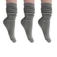 thumbnail image 2 of 3 Pairs Cotton Slouch Cotton Socks Extra Heavy and Extra Long Shoe Size 5-10 (Gray), 2 of 14