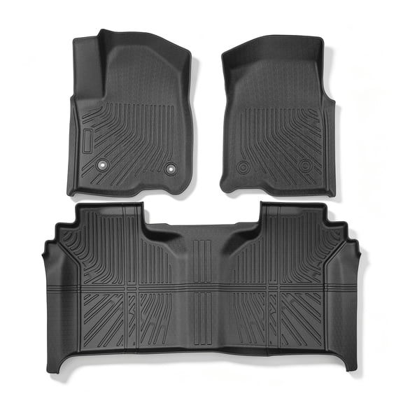 Findmall Tpe Floor Mats for Chevy Silverado / GMC Sierra Crew Cab 2019-2026 All Weather Liner Black