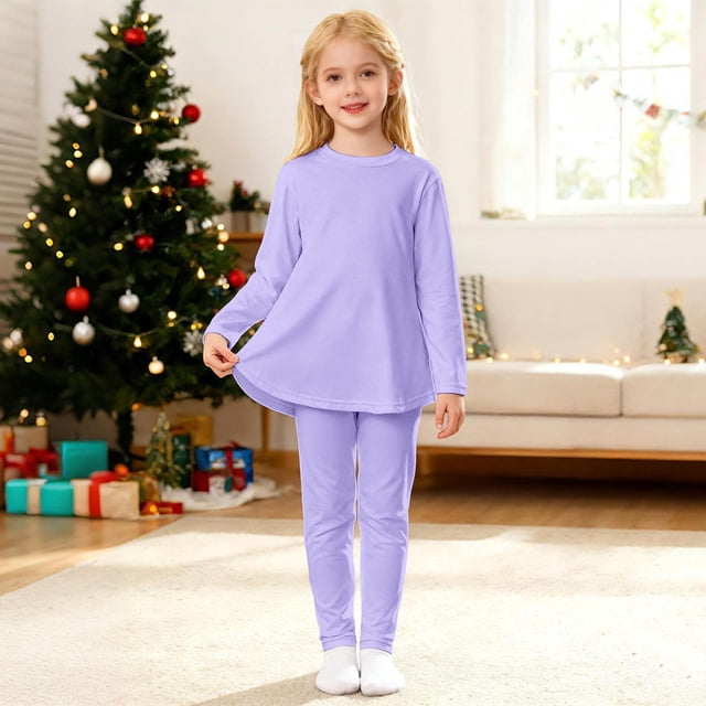 WENXIAOO Ensemble de Pyjama pour Enfants 2 Pcs Robe à Manches Longues avec Pantalon Pjs Tenue de Nuit Ensemble Pyjama 5-6 Ans