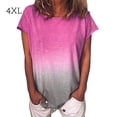 thumbnail image 1 of T-Shirt Femme Manches Courtes Col Rond T-Shirt Femme Ample Dégradé Décontracté T-Shirt, Rose Rouge, 4TG, 1 of 4