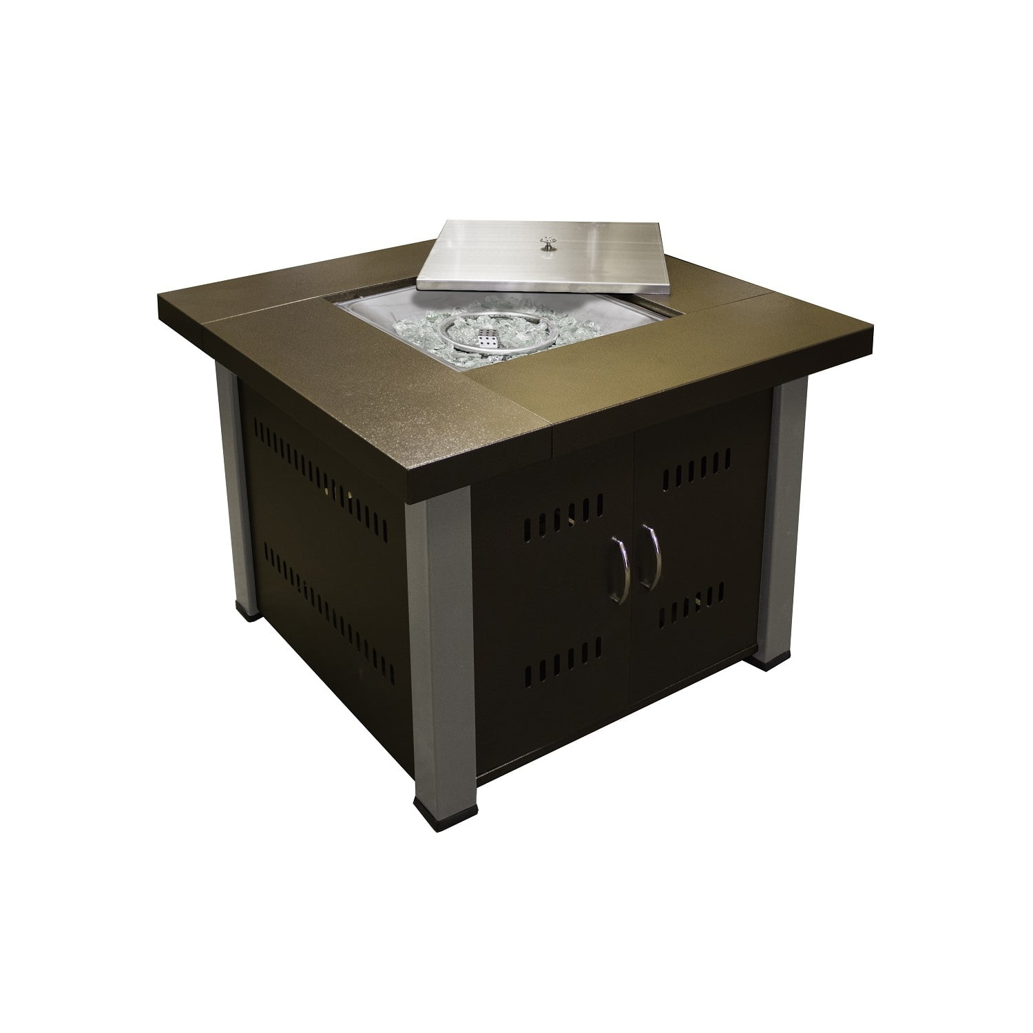 AZ Patio Heaters Propane Fire Pit Hammered Bronze and Stainless Steel Finish