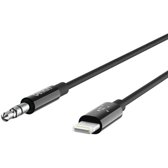 Belkin 3.5mm Audio Cable with Lightning Connector, 6ft Durable AUX Cable for iPhone, iPad, and iPod - Connects to Car Stereo, Headphones, and Speakers - MFi-Certified for Apple Devices - Black