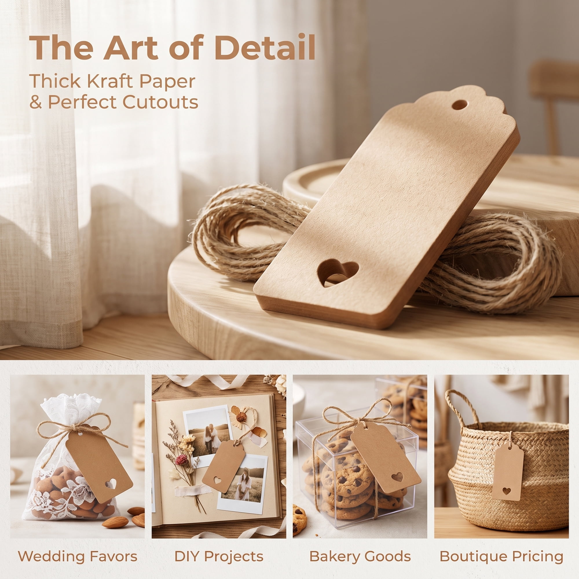 Unique Bargains Thick Presentation Gift Wrapping Tags for Events 1.8" x 3.7" Brown Heart