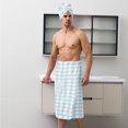 thumbnail image 6 of Colevkie Men's 2 Pieces Wearable Bath Towel Set Bath Skirt & Towel Soft Quick Drying Absorbent Beach Towel Bathroom Towel Spa Hotel Sauna Portable Printed Retro Style Pattern, 6 of 7