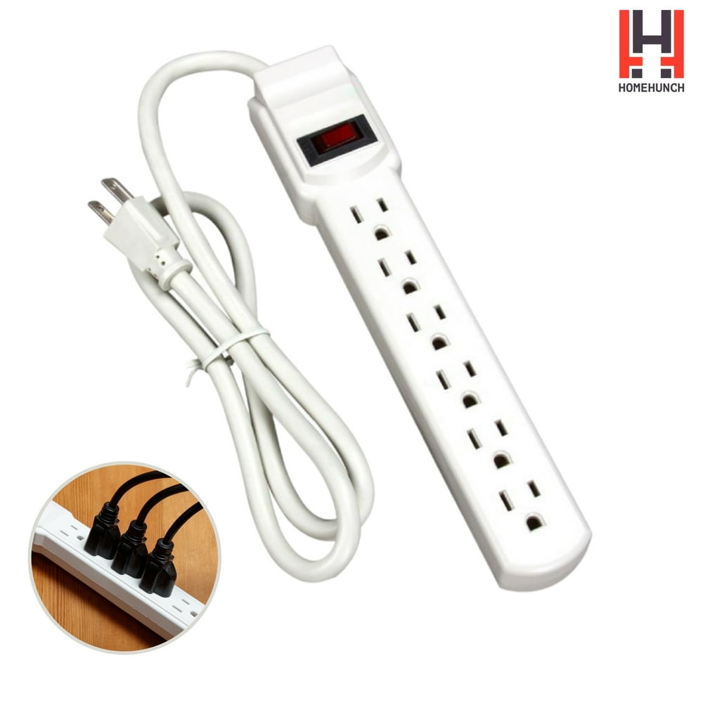 HomeHunch 6Outlet Power Strip Integrated Circuit Breaker 1.5 Foot Cord