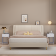 thumbnail image 6 of Cute Minimalist Nightstand with Drawer and Open Shelf, Scalloped Edge Bedside Table for Bedroom, Light Purple MDF Side Table for Room or Room, 16.93L x 14.96W x 26.77H, 6 of 21