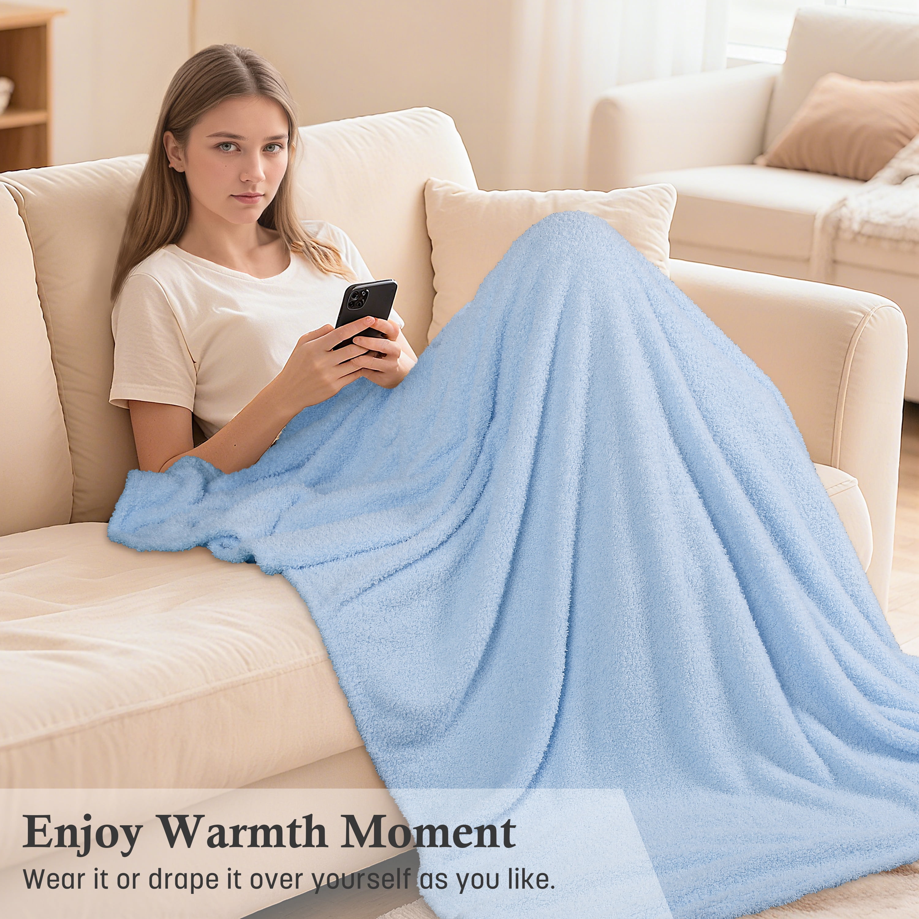 Catalonia Hooded Wearable Blanket Poncho for Adults, Lightweight Fleece Cape with Hand Pockets, Cozy Plush Throw Wrap for Women, Perfect for Lounging, Gifts Ideas