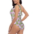 thumbnail image 4 of Sikiie Happy Frogs1 Print Women One Piece Swimsuits Tummy Control One Shoulder Bathing Suits Ruffle Swimwear, From S to XXL-XX-Large, 4 of 6