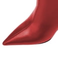 thumbnail image 5 of YDN Women's Pointed Toe Ankle Boots High Wedge Heels with Side Zipper Fashion Dressy Booties Basic Daily Outfit Shoes Size 8 Red, 5 of 5