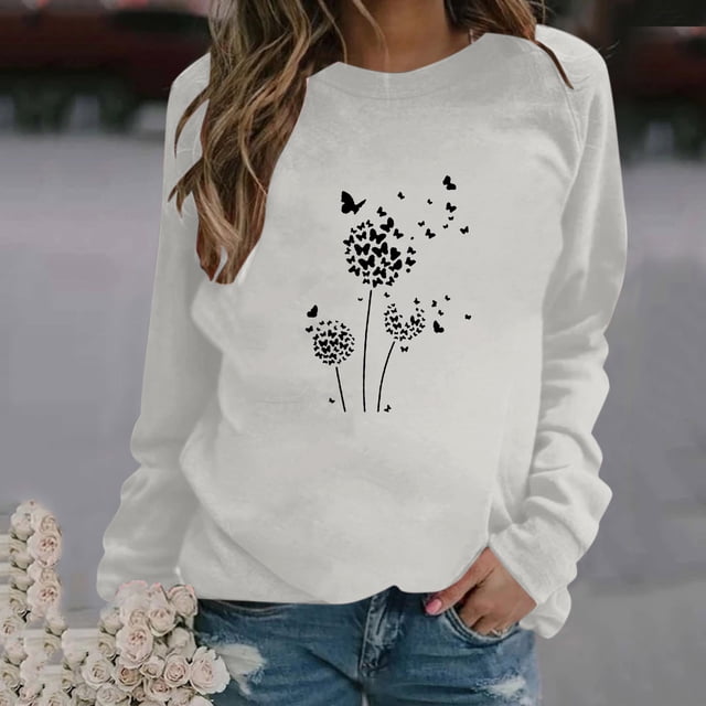 Sweat à Capuche Mode pour Femmes 2023 Manches Longues Col Rond Imprimé Chandail en Molleton Blouse 50 % de Réduction Costumes Halloween/noël
